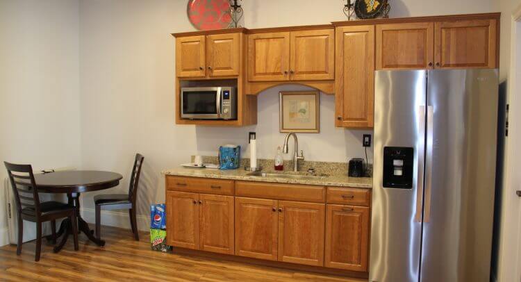 Asheville Storage NC - Rest Area with a small kitchen, microwave, and refrigerator, for client use, Appliance Storage